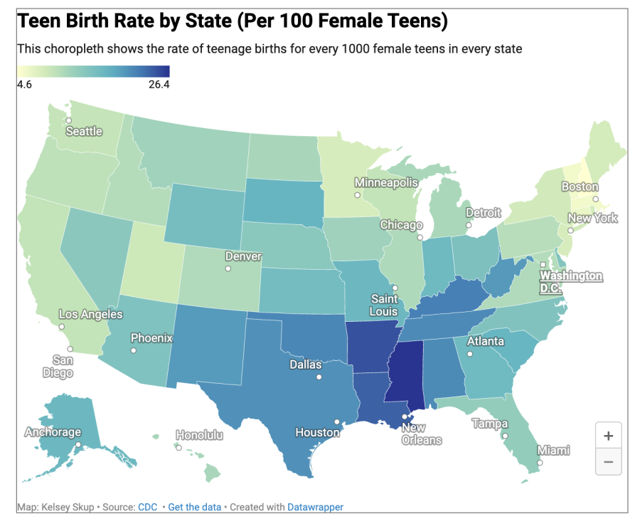 Teen birth rates map icon - click for story